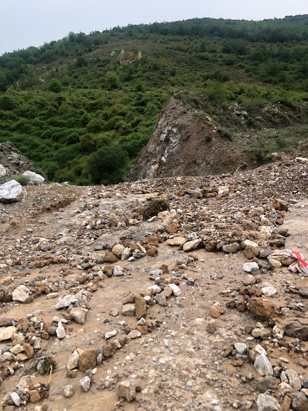 La caída de piedras y barro atrapa a ocho coches en Viguera