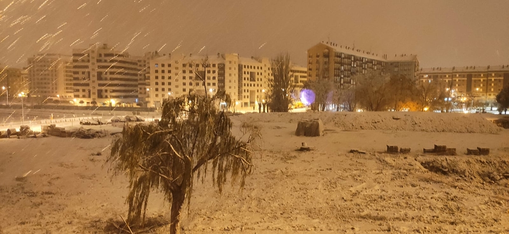 Primera nevada del 2021 en la ciudad de Logroño