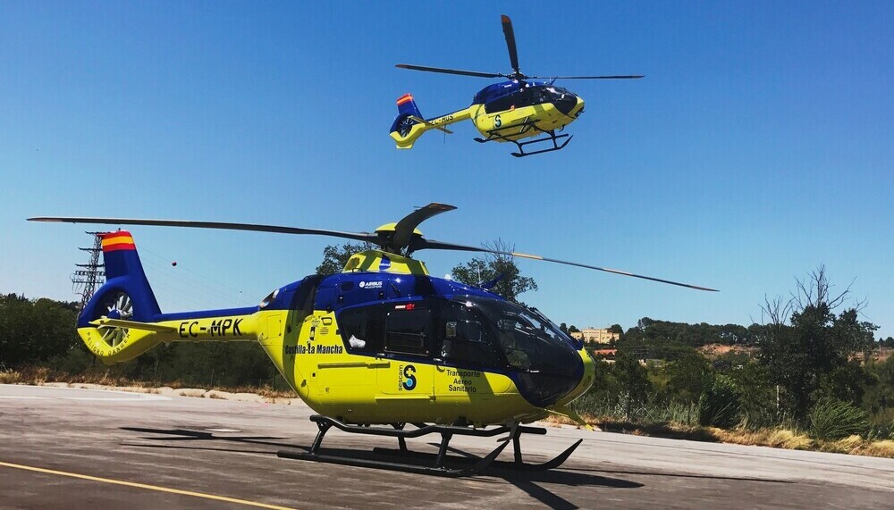 Helicópteros sanitarios del 112 de Castilla La Mancha, similares a los que ha contratado La Rioja.